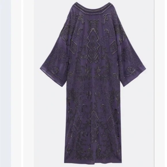 NWT Zara Beaded Tunic Kaftan Maxi Dress size M-L - Picture 10 of 11